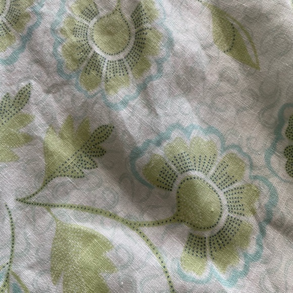 Vintage Linen Pastel Green Floral Pull On Skirt 14 Cottagecore Fairy Feminine - Picture 2 of 6